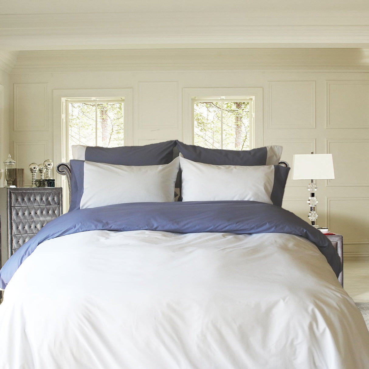 Remi Percale Duvet Cover Set Bicolor 100% Cotton USA